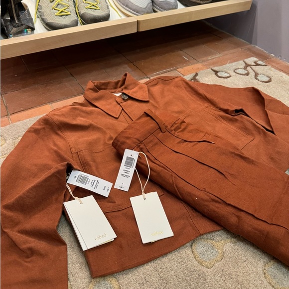 NWT * wilfred jacket + pant LINEN set * anise brown carrot little cropped - Picture 12 of 13